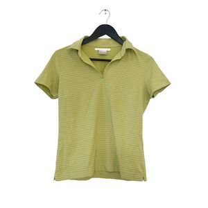 Nike Golf Lime Green White Stripe Dri-Fit Short Sleeve Polo‎ Shirt Women's S